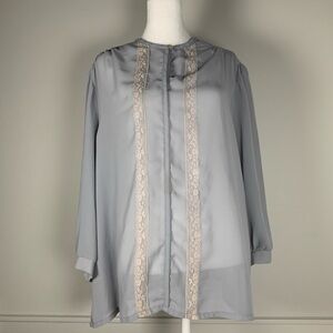 Vintage Joseph III Lace Semi Sheer Blouse Shirt Women Fits Large Longline